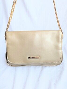 Rosetti Beige Shoulder Bag Gold Chain Strap Flap Purse
